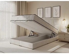 Kárpitozott ágy matracokkal és ágyneműtárolóval GRACE 140x200 cm bézs