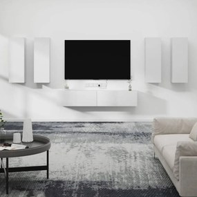 6 részes fehér szerelt fa TV-szekrényszett