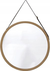 Fürdőszobai Tükör Bambusz Keretben 38 CM Barna Műbőr