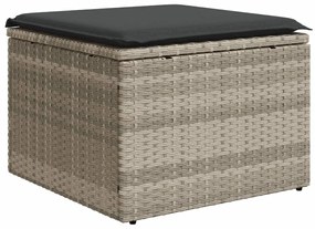 5 részes világosszürke polyrattan kerti ülőgarnitúra párnákkal