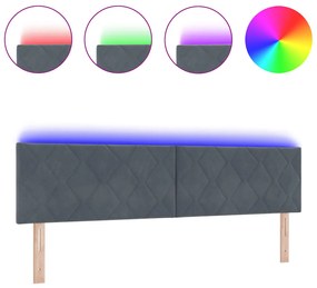 LED Fejtámla Gyémánt Blokkos Design Sötétszürke 180 cm Bársony