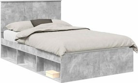 vidaXL Ágykeret fejtámlával Beton 120 x 200 cm Tömör fenyőfa