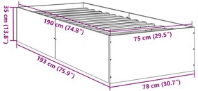 sonoma tölgy színű szerelt fa ágykeret matrac nélkül 75x190 cm