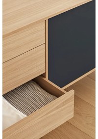 Yoko antracitszürke komód tölgyfa dekorral, szélesség 180 cm - Teulat