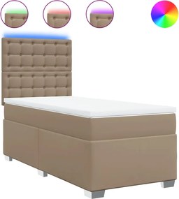 vidaXL cappuccino színű műbőr rugós ágy matraccal 90 x 190 cm