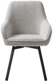 Világosszürke kárpitozott karfás étkezőfotel Alma – Unique Furniture