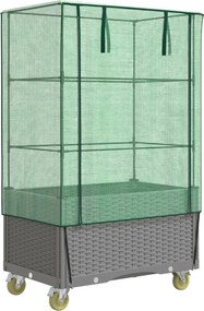 vidaXL rattan megjelenésű magaságyás borítással/kerékkel 80x50x182 cm