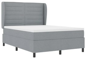 Boxspring Ágy Matrac Alkalmas Világosszürke 140x200 cm Szövet