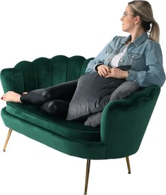Pad Art-deco stílusban, smaragd Velvet anyag/gold króm-arany, NOBLIN