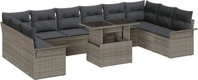 vidaXL Kerti Kanapé Szett párnával 11 pcs Szürke Poli rattan