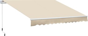 Outsunny Manuális Behúzható Napernyő 350x250 cm erkélyre vízálló és UV-védelemmel ellátott fémbottal kültéri rolós napernyő kerthez, teraszokhoz és ab