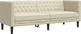 vidaXL 3 személyes krémszínű műbőr Chesterfield kanapé