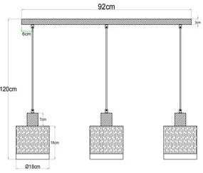 Globo 15915-3H - Kábelre függesztett csillár UNDERWOOD 3xE27/60W/230V