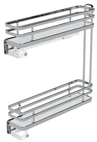 Konyhai fémrács, 200mm, bal oldalra szerelhető, króm, teljes kihúzás, csillapított záródás, rejtett fióksín, 2 kosár SIGE, Green Line 002