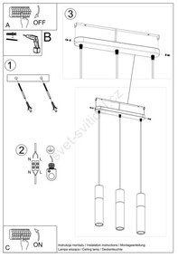 Sollux SL.0649 - BORGIO 3xGU10/40W/230V beton/fém fehér függeszték