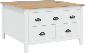 vidaXL Dohányzóasztal fiókkal Fehér és mézbarna 79.5 x 79.5 x 49 cm