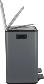 Sötétszürke acél szelektív pedálos szemetes 2x20 l Aliya – Spirella