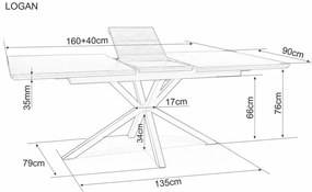 Logan bővíthető étkezőasztal tölgy 160-200cm
