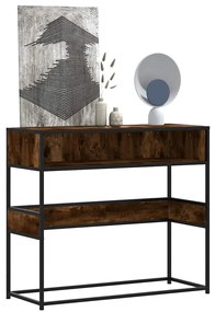 füstös tölgy színű szerelt fa tálalóasztal 90x35x80 cm