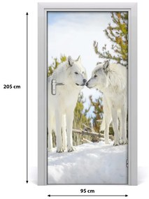 Ajtóposzter öntapadós Két fehér farkas 95x205 cm