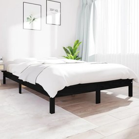 Super King Size fekete tömör fenyőfa ágykeret 180 x 200 cm