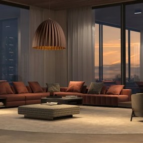 Csillár zsinóron TELMA 1xE27/60W/230V átm. 70 cm barna/arany