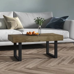 Sötétbarna és fekete MDF és vas dohányzóasztal 90x45x40 cm