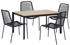 4 db fekete étkezőszék Kai és természetes asztal Thor - Bonami Essentials