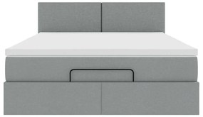 Ottomán ágy matraccal világosszürke 140x190 cm szövet