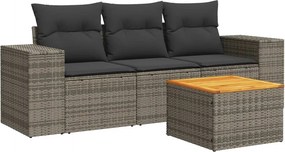 vidaXL 4 részes szürke polyrattan kerti ülőgarnitúra párnákkal