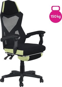 Irodai/gamer szék, fekete/zöld, teherbírás 150 kg, JORIK