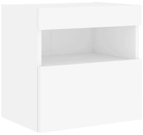 2 db fehér falra szerelhető TV-szekrény LED-ekkel 40x30x40 cm