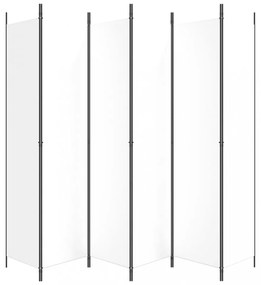 6 paneles fehér szövet térelválasztó 250 x 220 cm