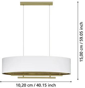 Eglo 390182 - Csillár zsinóron PINETARA 4xE27/40W/230V fehér/arany
