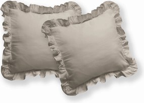 Pamut párnahuzat 40x40 szett 2 db egyszínű taupe fodros