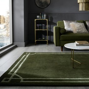 Sötétzöld kézi szövésű gyapjú szőnyeg 200x290 cm Gatsby – Flair Rugs