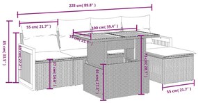 6 részes szürke polyrattan kerti ülőgarnitúra párnákkal