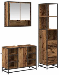 Fürdőszoba bútor szett fiókkal 3 pcs Régi fa 35 x 37.5 x 166 cm