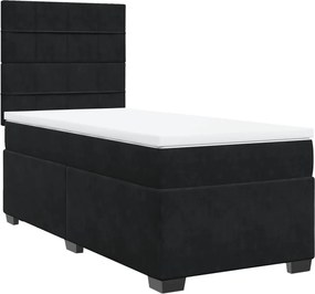 vidaXL fekete bársony rugós ágy matraccal 90x190 cm