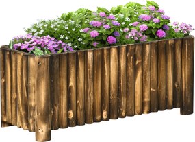 Outsunny Magaságyás Növénytartó Fűszernövény Ágyás Zöldséges Virágágyás Virágbox, Fenyőfa 100x38,5x40 cm | Aosom