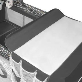 Lionelo - FLOWER utazóágy, szürke, skandináv stílus