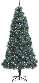 Műfenyő előre világítós karácsonyfakészlet gömbökkel 240 cm