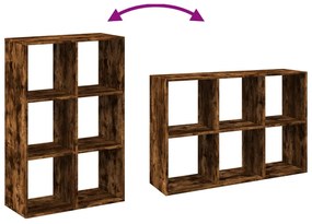 füstös tölgy szerelt fa elválasztó könyvespolc 69,5x29x103,5 cm