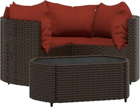 vidaXL 4 részes barna polyrattan kerti ülőgarnitúra párnákkal