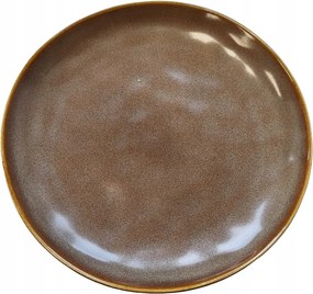 Desszerttányér Kerámia Barna Kézzel Festett 20 cm