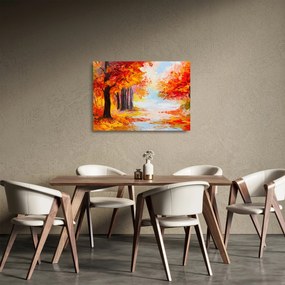 Kép - olajfestmény, színes ősz (üvegen) (70x50 cm)