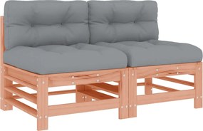 vidaXL 2 db tömör duglászfenyő középső kanapé párnákkal