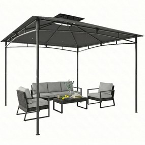 Outsunny 3 x 3 m vízálló kerti pavilon — dupla tető, kihúzható felsőrész, UPF 50+, porfestett fém | Aosom