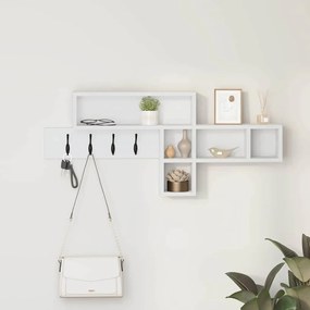 Fali Kabáthorog polcokkal Fehér 100 x 12 x 43.5 cm Faanyag