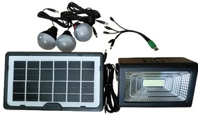 CCLamp Napelemes világítás készlet 3 db LED lámpával kábelekkel, 30W-os mini reflektorral és power bankkal. CL-03New